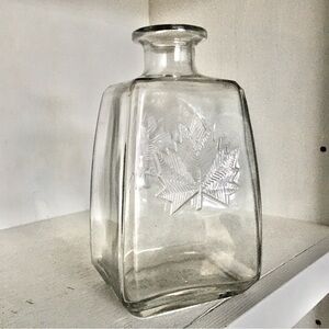 LP Vintage 60s Canadian Whiskey Decanter Bottle Vase Embossed Maples | Heavy